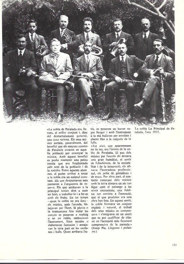 LAMINA 35945: Cobla La Principal de Peratallada en 1915