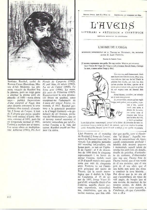 LAMINA 35927: Santiago Rusiñol, por Ramon Casas y portada de L'Avenç