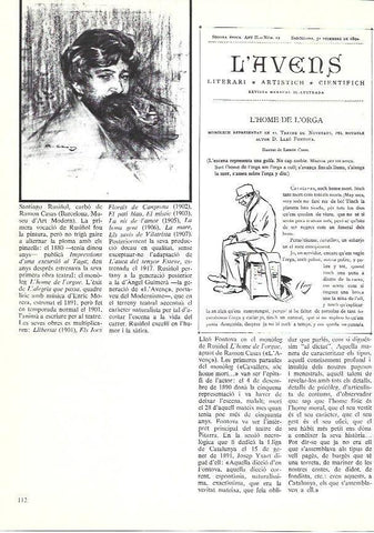 LAMINA 35927: Santiago Rusiñol, por Ramon Casas y portada de L'Avenç
