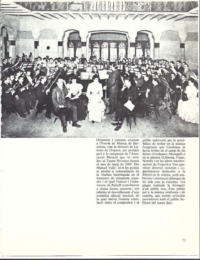 LAMINA 35908: Orquesta y cantantes de la Escola de Musica de Barcelona
