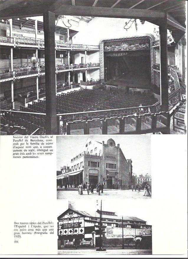 LAMINA 35923: Interior del Teatro Onofri y los teatros Español y Apolo en Barcelona