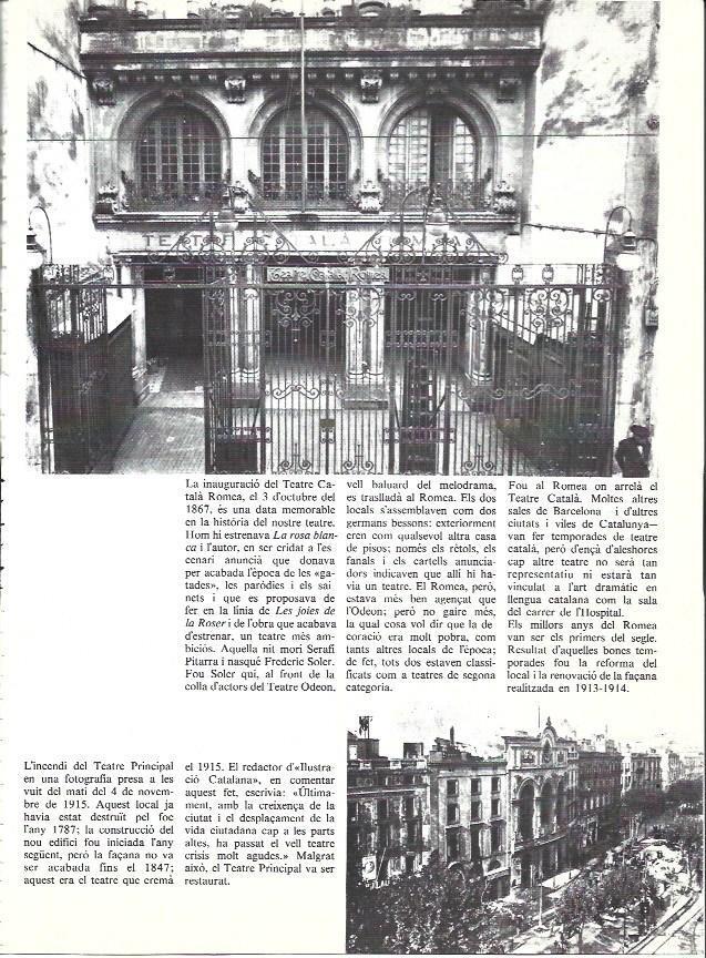 LAMINA 35975: Inauguracion del Teatro Romea en 1867 e incendio del Teatro Principal en Barcelona