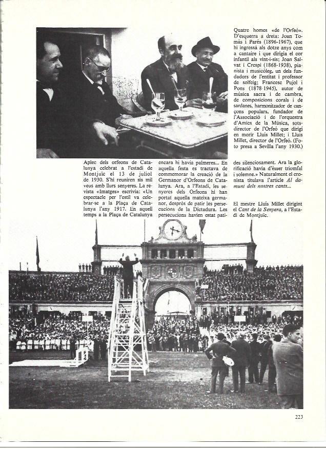 LAMINA 35979: Hombres del Orfeo y Encuentro de Orfeons en Montjuic en 1930