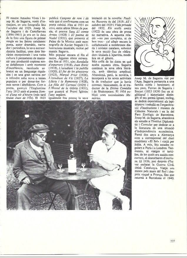 LAMINA 35981: Caricatura de Josep M de Segarra por Apa y Amadeu Vives con Josep M de Segarra
