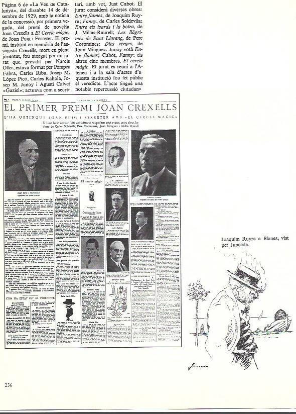 LAMINA 35985: Pagina 6 de la Veu de Catalunya de 1929 y Joaquim Ruyra en Blanes