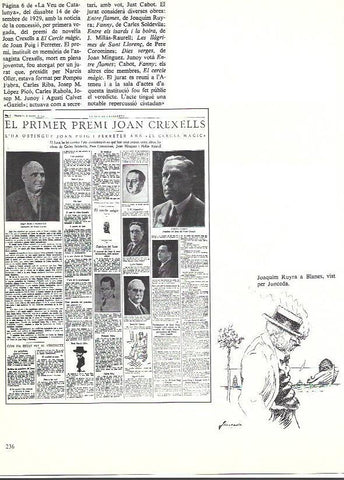 LAMINA 35985: Pagina 6 de la Veu de Catalunya de 1929 y Joaquim Ruyra en Blanes