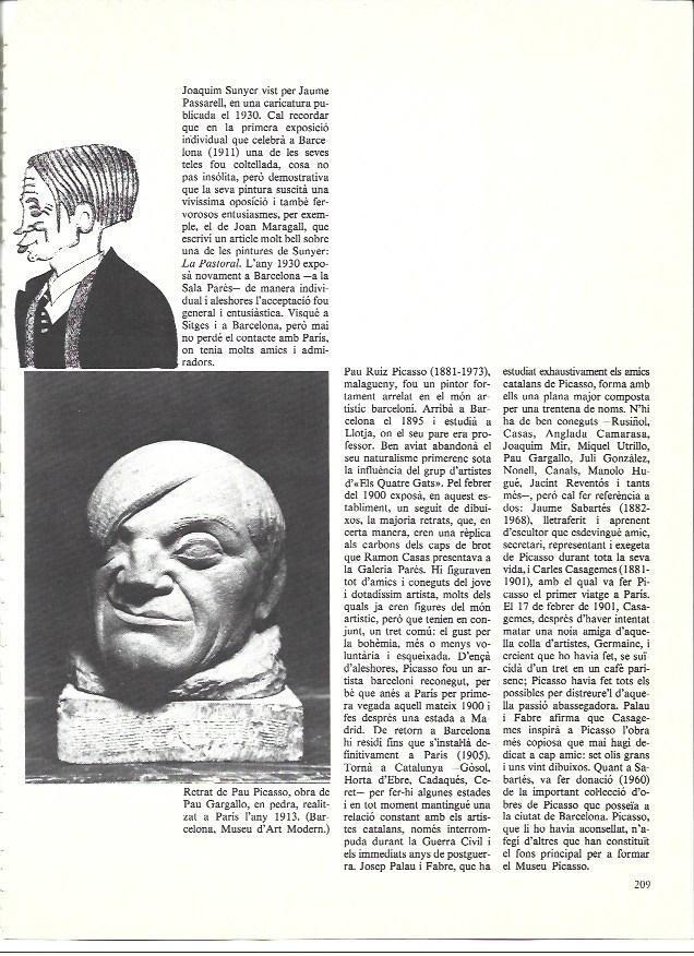 LAMINA 35971: Caricatura de Joaquim Sunyer por Passarell y retrato de Picasso, por Gargallo