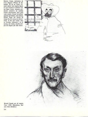 LAMINA 35969: Caricatura de Ramon Casas por Bagaria y Autorretrato de Ricard Canals