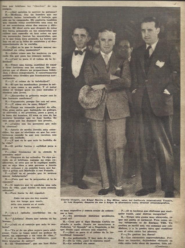LAMINA 35840: Chaplin con Edgar Neville y Ray Miller