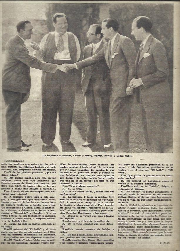 LAMINA 35842: Laurel y Hardy con Ugarte, Neville y Lopez Rubio