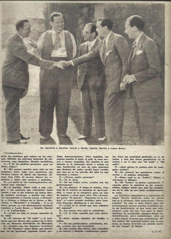 LAMINA 35842: Laurel y Hardy con Ugarte, Neville y Lopez Rubio