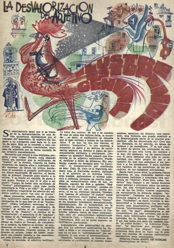 LAMINA 35854: Ilustracion por Goñi para La desvalorizacion del adjetivo