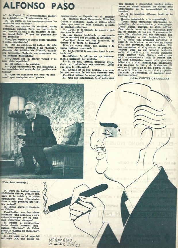 LAMINA 35823: Caricatura de Alfonso Paso por Menendez