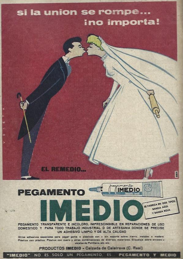 LAMINA 35827: Publicidad de pegamento Imedio