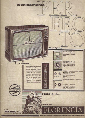 LAMINA 35861: Publicidad de televisor Florencia de Marconi