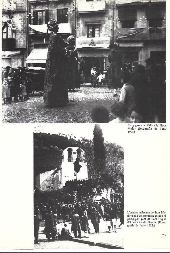 LAMINA 35995: Gegants de Valls en 1925 y la ermita de Sant Medir en Sant Cugat 