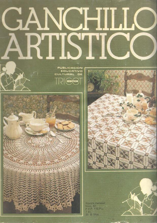 Ganchillo artistico numero 62, : Camino de mesa madreselva- Mantel redondo-