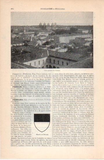 LAMINA V38687: Vista y escudo de Ferrara, Italia