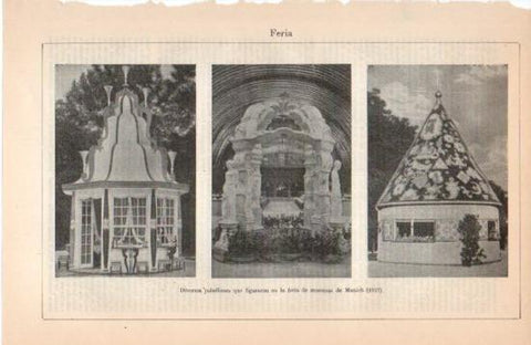 LAMINA V38671: Pabellones de la feria de muestras de Munich en 1922