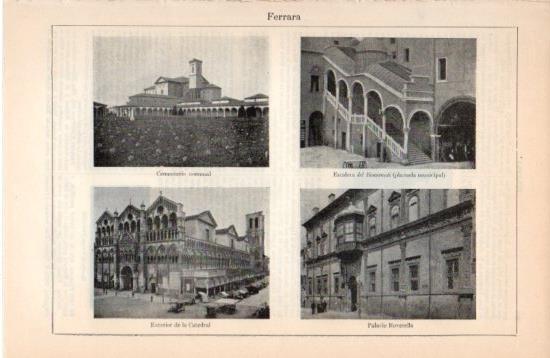 LAMINA V38688: Cementerio, Catedral y Palacio Roverella en Ferrara, Italia