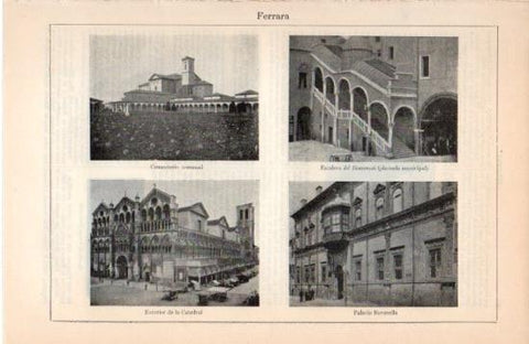 LAMINA V38688: Cementerio, Catedral y Palacio Roverella en Ferrara, Italia