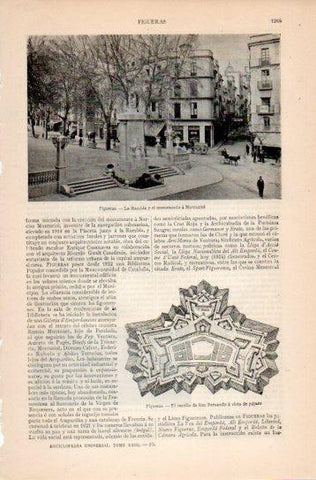 LAMINA V38709: La Rambla y monumento a Monturiol en Figueras