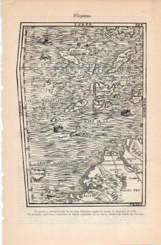 LAMINA V38719: Configuracion de las islas Filipinas según la Carta de Ramusio 1554