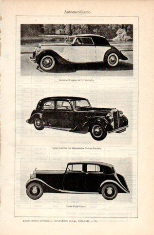 LAMINA V38803: Automoviles Cabriolet Licorne, Daimler y Rolls Royce
