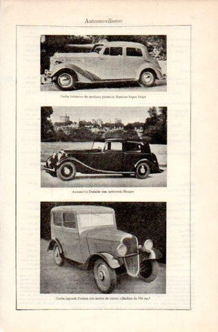 LAMINA V38800: Coche britanico, Automovil Daimler y coche japones Datsun