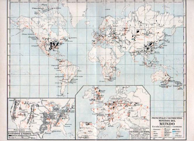 LAMINA V38820: Mapa principales yacimiento mineros del mundo