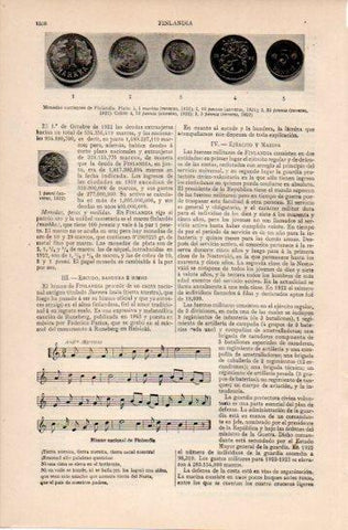 LAMINA V38744: Himno y monedas de Finlandia