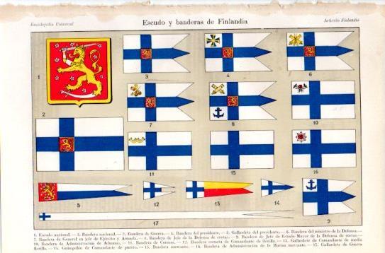 LAMINA V38738: Escudo y banderas de Finlandia