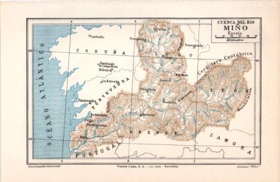 LAMINA V38464: Mapa de la cuenca del rio Miño