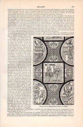 LAMINA V38381: Vidriera de los milagros de la Virgen en Le Mans