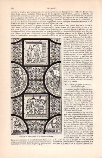 LAMINA V38380: Vidriera de los milagros de la Virgen en Le Mans