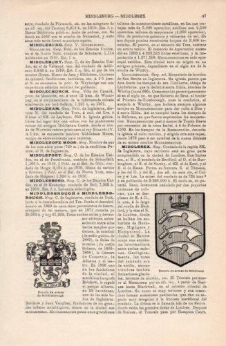 LAMINA V38362: Escudos de armas de Middelsbrough y Middlesex