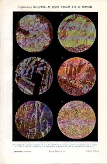 LAMINA V38414: Microfotografias de algunos minerales a la luz polarizada