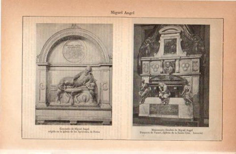 LAMINA V38396: Cenotafio y monumento funebre de Miguel Angel