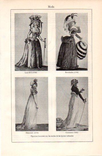 LAMINA V38550: Figurines franceses de 1789 1790 1798 y 1800