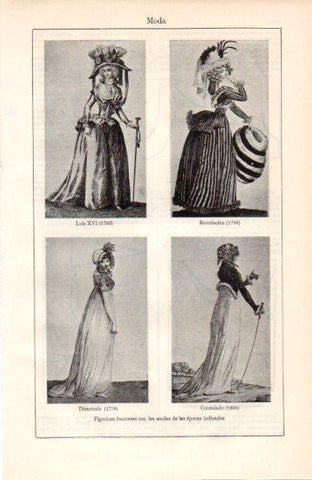 LAMINA V38550: Figurines franceses de 1789 1790 1798 y 1800