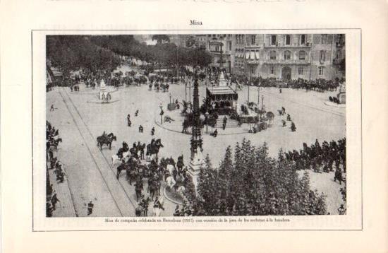 LAMINA V38533: Misa de campaña en Barcelona 1917 jura de reclutas