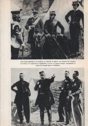 LAMINA V38921: Fotografias del 71 regimiento de Higlanders y general Bosquet en Balaklava