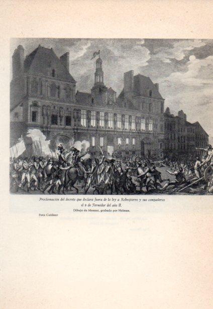 LAMINA V38882: Proclamacion del decreto que declara fuera de la ley a Robespierre por Monnet
