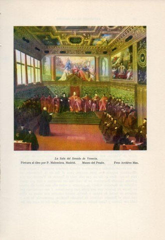 LAMINA V38856: La Sala del Senado de Venecia por P. Malombra