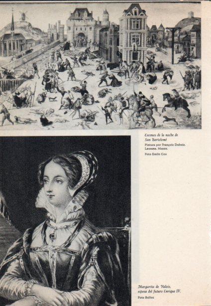 LAMINA V38850: Escenas de la noche de San Bartolome por F. Dubois y Margarita de Valois
