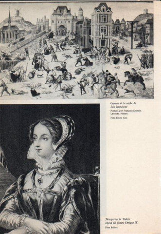 LAMINA V38850: Escenas de la noche de San Bartolome por F. Dubois y Margarita de Valois