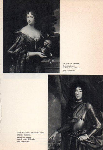 LAMINA V38866: Princesa Palatina retrato y Felipe de Francia por Mignard