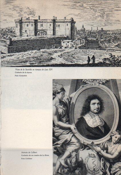 LAMINA V38864: Vista de la Bastilla en tiempos de Luis XIV y retrato de Colbert