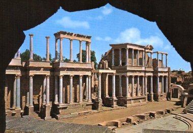 POSTAL PV09542: Escena del Teatro Romano de Merida