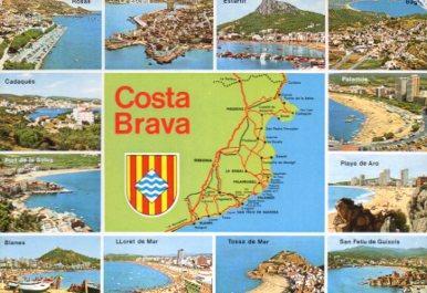 POSTAL PV09345: Mapa y vistas de la Costa Brava